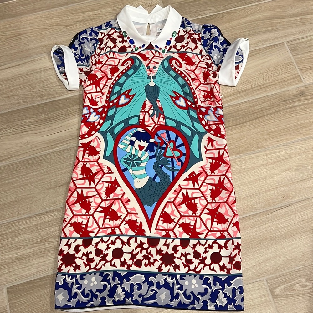 Super cute dress XS, mermaid Anime motif, jeweled collar by Connie & Na,